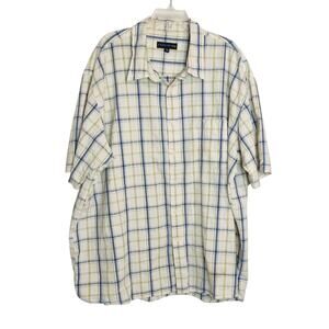 Siegfried & Company Shirt Men's Size 4X Blue Green White Plaid Sear Sucker